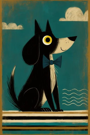 Moody Nocturnal Whimsy style reference image — minimalist geometric silhouettes