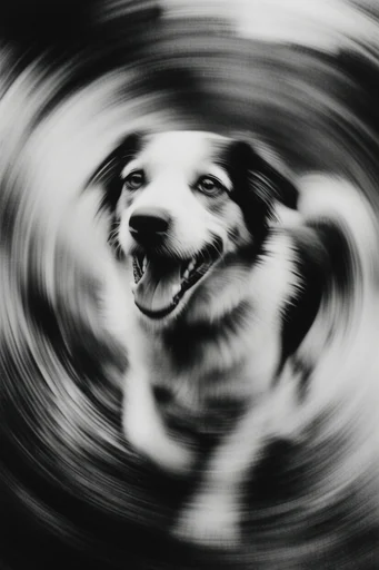 Monochrome Kinetic Vortex style reference image — dynamic circular streaks