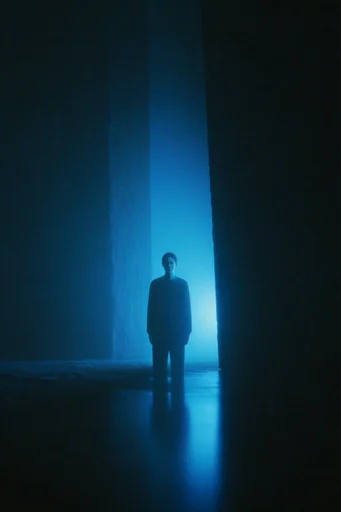Monolithic Cyan Void style reference image — cinematic haze
