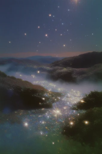Luminous Cosmic Nostalgia style reference image — cosmic pointillism