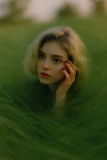 Verdant Painterly Solitude style reference image — solitary figure in nature