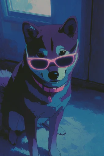 Analog Glitch Melancholy style reference image — neon cyan and violet glow