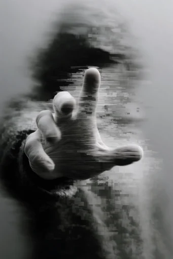 Disintegrated Monochrome Glitch style reference image — pixel sorting