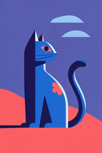 Graphic Noir Minimalism style reference image — coral and midnight blue palette