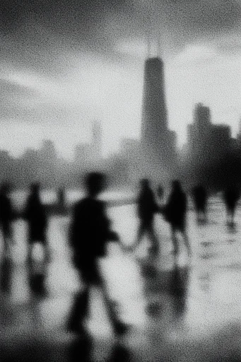 Ethereal Grain Noir style reference image — heavy film grain