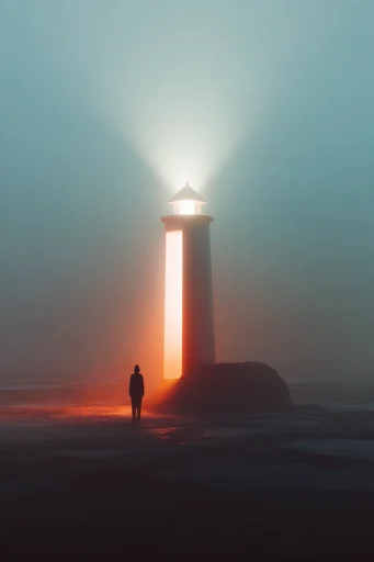 Luminous Liminal Monoliths style reference image — surreal minimalist landscape