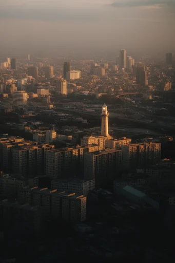 Atmospheric Cinematic Twilight style reference image — film grain texture