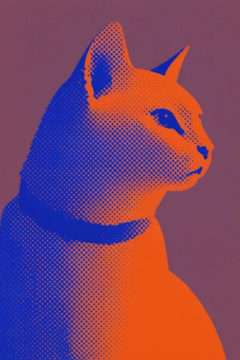 Graphic Halftone Synthesis style reference image — minimalist graphic design