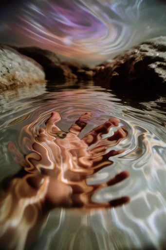 Luminous Liquid Abstraction style reference image — chiaroscuro lighting