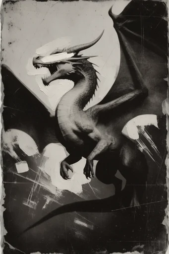 Distressed Monochrome Surrealism style reference image — experimental motion blur