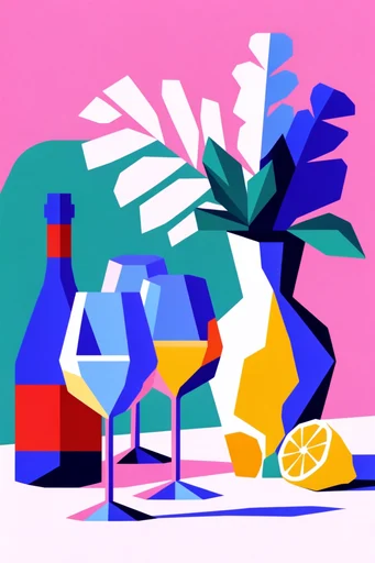 Vibrant Neo-Cubist Vectorism style reference image — bold geometric color blocking