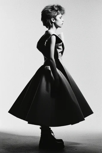 Sculptural Monochrome Noir style reference image — graphic studio lighting