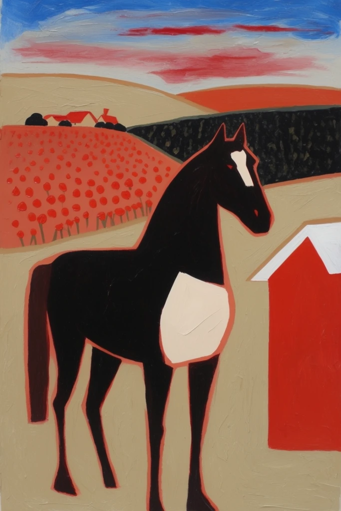 Textured Naive Modernism style AI image example 2