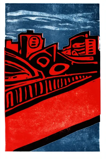 Crimson Noir Graphic style reference image — high-contrast crimson and black
