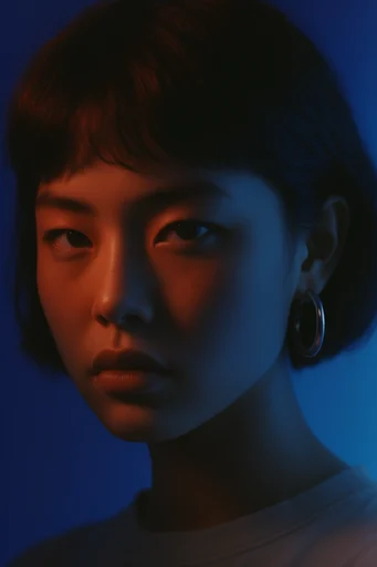 Cinematic Neon Noir style reference image — sculptural silhouette