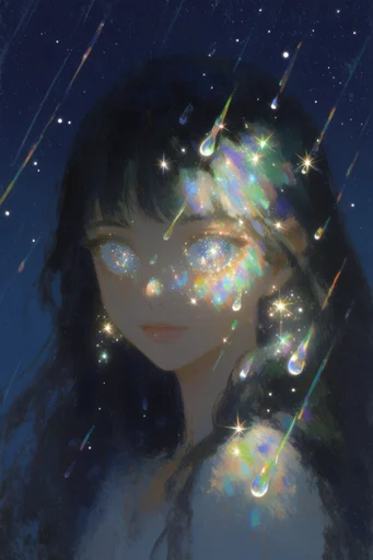 Prismatic Nocturnal Glitch style reference image — prismatic lens flare