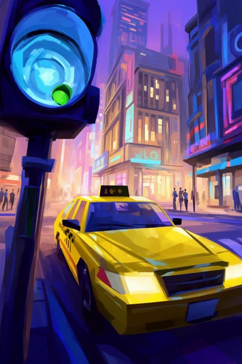 Dynamic Neon Urbanism style reference image — cyberpunk urban action