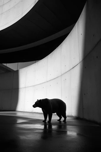 Monochromatic Brutalist Geometry style AI image example 3