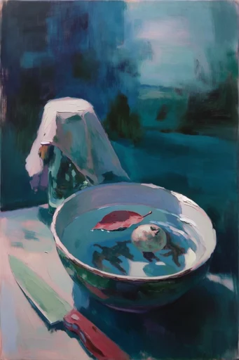 Ethereal Submerged Expressionism style reference image — fluid liquid distortion