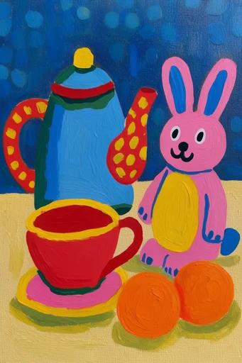 Vibrant Naive Whimsy style reference image — tactile hand-painted texture