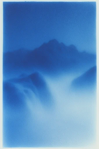 Ethereal Cobalt Grain style reference image — monochromatic cobalt blue