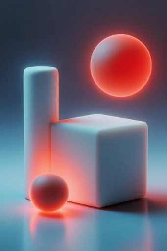 Luminous Porcelain Minimalism style reference image — stylized 3D render