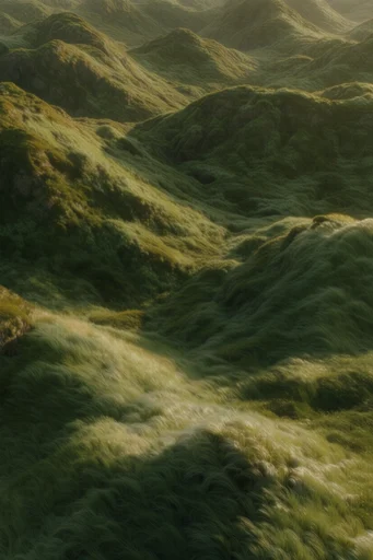 Verdant Surreal Minimalism style reference image — undulating mossy textures
