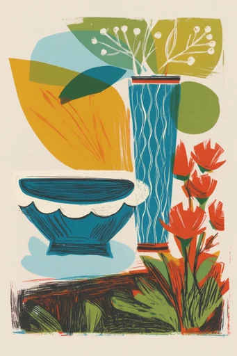 Retro Risograph Printmaker style reference image — screenprint texture