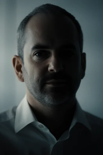 Cinematic Institutional Realism style reference image — low-key moody lighting