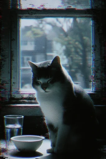 Analog Glitch Noir style reference image — VHS tracking distortion