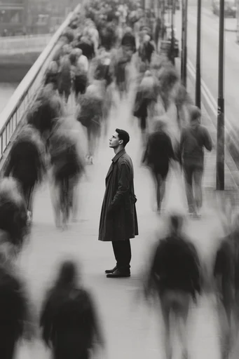 Ethereal Motion Noir style reference image — high-contrast monochrome