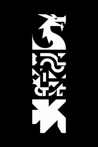 Monochrome Glitch Brutalism style reference image — minimalist vector art