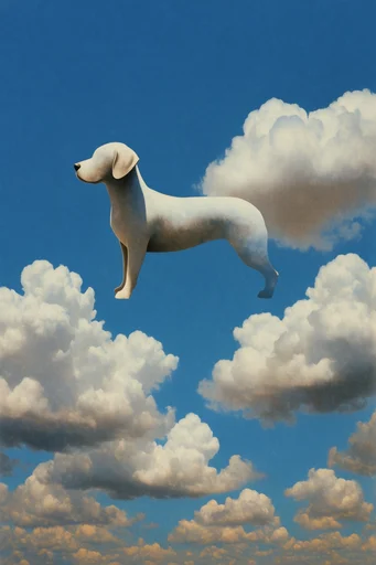 Surrealist Sky Collage style reference image — absurdist juxtaposition