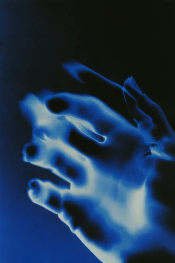 Luminescent Thermal Ether style reference image — heavy film grain