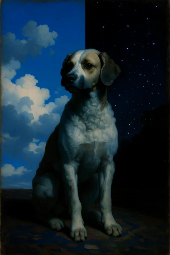 Celestial Dualistic Surrealism style reference image — voluminous cumulus clouds
