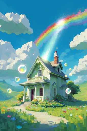 Surreal Pastoral Dreamscapes style reference image — painterly cumulus clouds