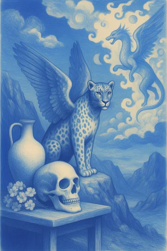 Oneiric Ink Surrealism style reference image — vintage woodcut aesthetic