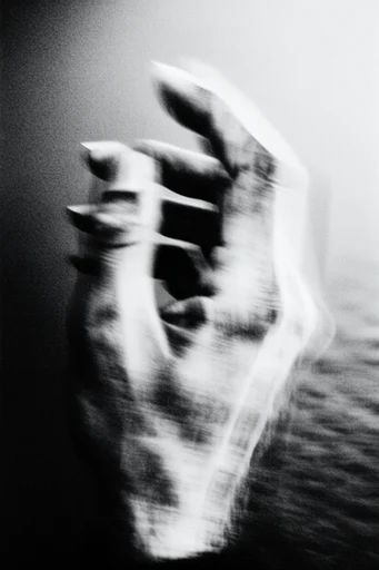Spectral Monochrome Noir style reference image — ethereal motion blur