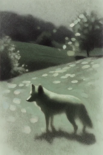 Hazy Nocturnal Tonalism style reference image — grainy analog texture