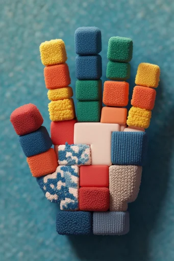 Tactile Voxel Whimsy style reference image — felt and clay textures