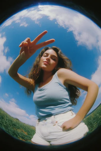 Vibrant Analog Surrealism style reference image — dynamic low-angle composition