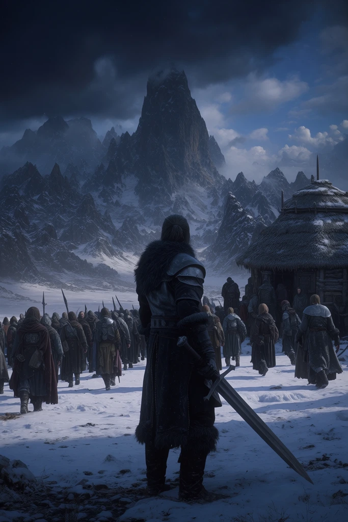 Arctic Grimdark Mythos style AI image example 2