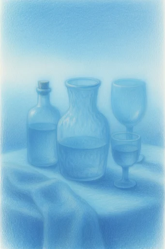 Ethereal Cobalt Reverie style reference image — colored pencil texture