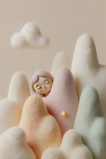 Tactile Whimsical Minimalism style reference image — soft surrealism