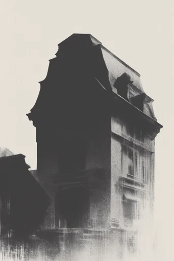 Distorted Noir Lithography style reference image — monochromatic portrait