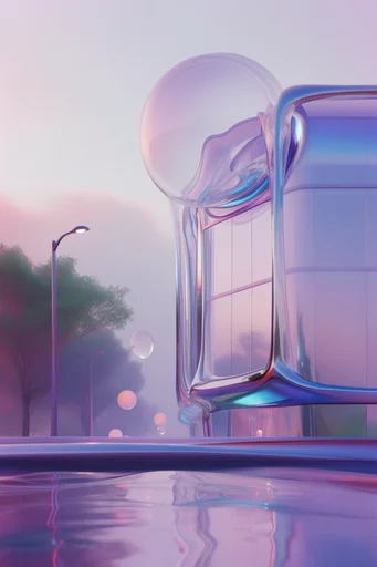 Iridescent Liquid Futurism style reference image — liquid chrome