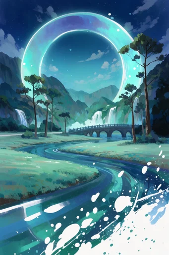 Luminous Cosmic Ethereal style reference image — deep indigo and teal palette
