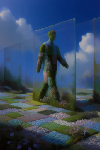 Surreal Botanical Utopia style reference image — vibrant blue sky