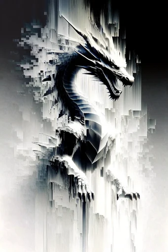 Monochrome Glitch Fragmentation style reference image — high contrast gradient