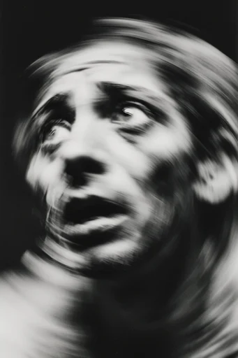 Monochrome Kinetic Vertigo style reference image — disorienting perspective